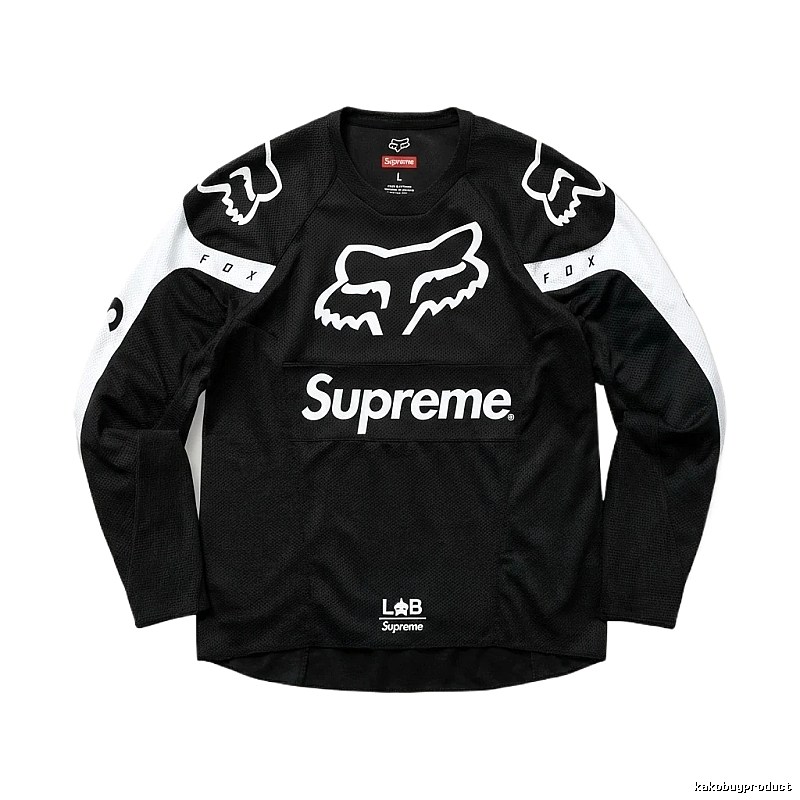 Supreme black and white trendy long-sleeved shirt