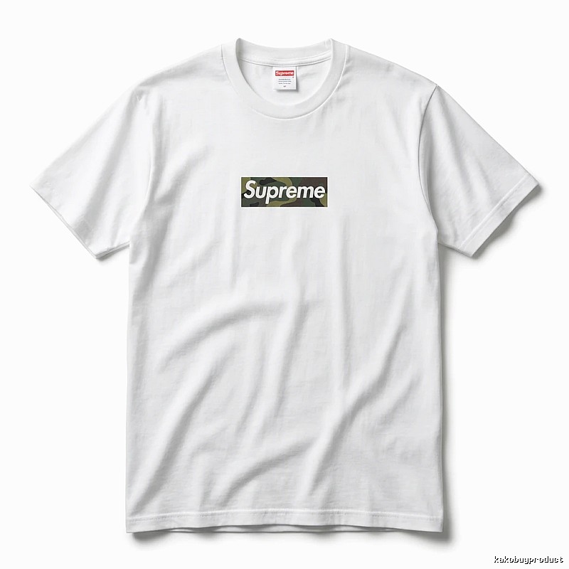 Supreme camouflage-style white T-shirt