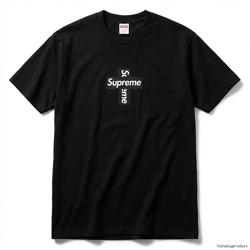 Supreme Cross Trendy brand Black T-shirt