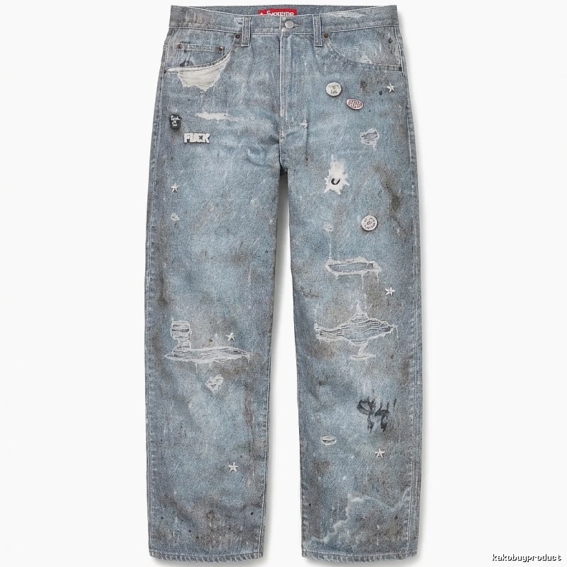 Supreme distressed light blue jeans