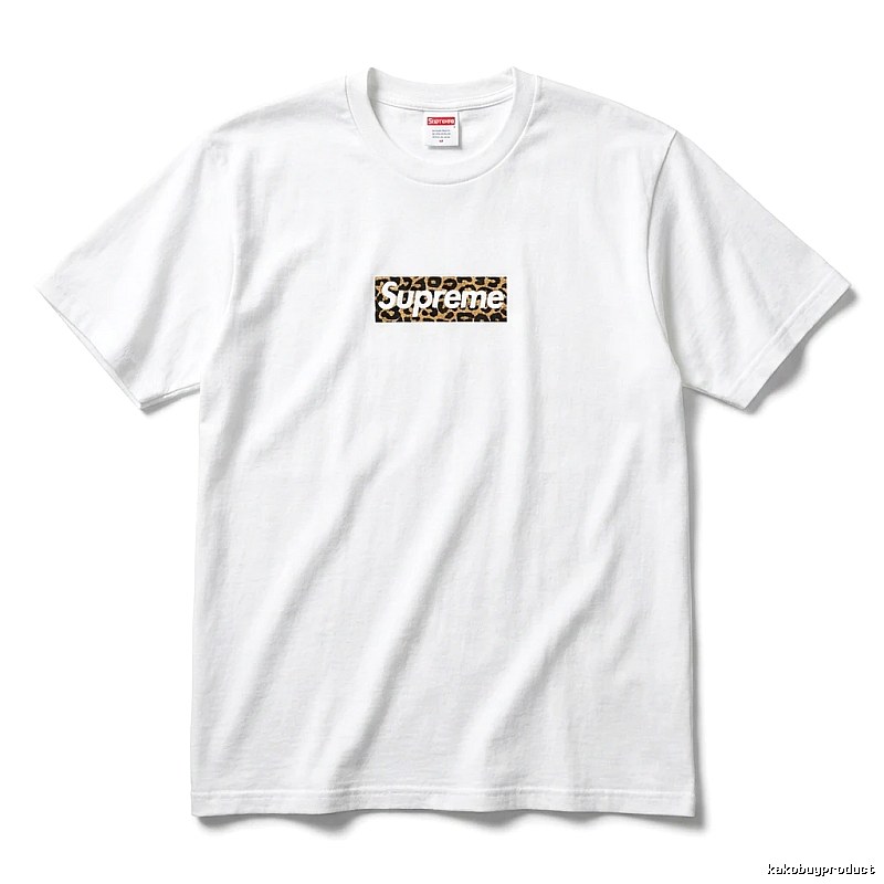 Supreme leopard - print style white T - shirt
