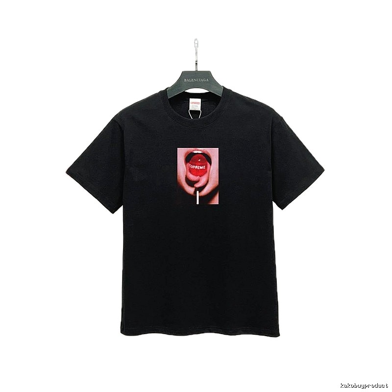 Supreme Lollipop Print Street Style Black T-Shirt