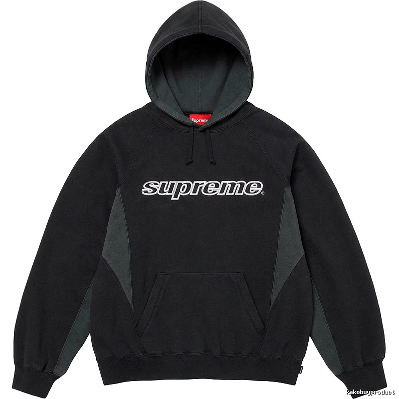 Supreme patchwork-style black hoodie