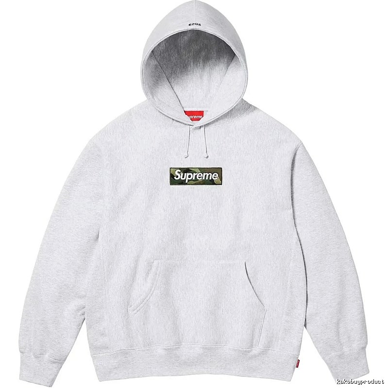 Supreme Patterned Logo hoodie Gray Red Oversized with Polished Detail
