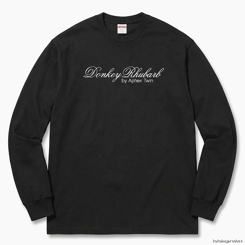 Supreme Print Retro Style Black Long-sleeve Shirt