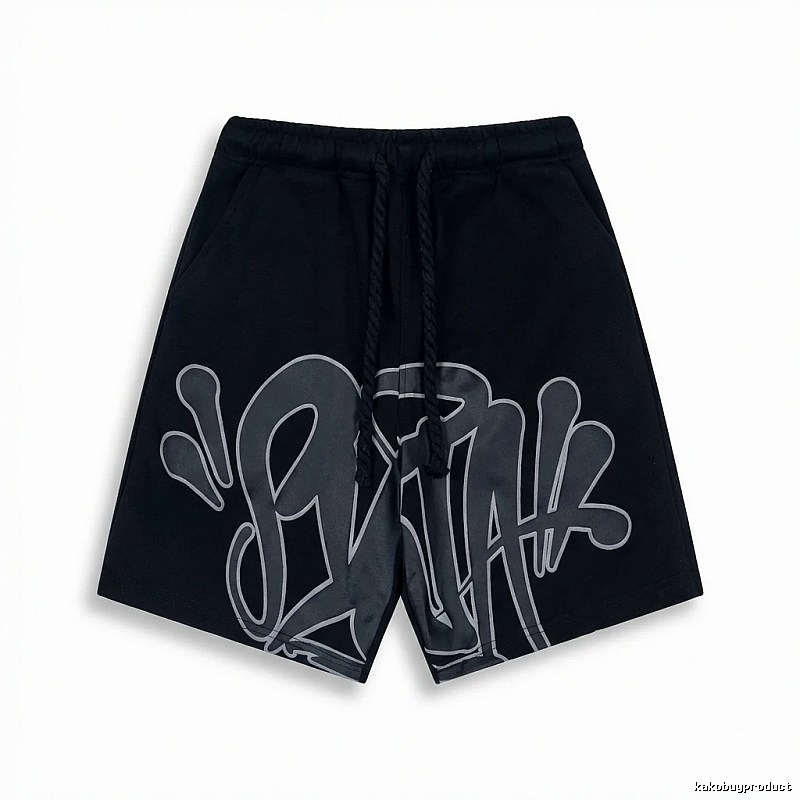 SynaWorld Graffiti-style Black Shorts
