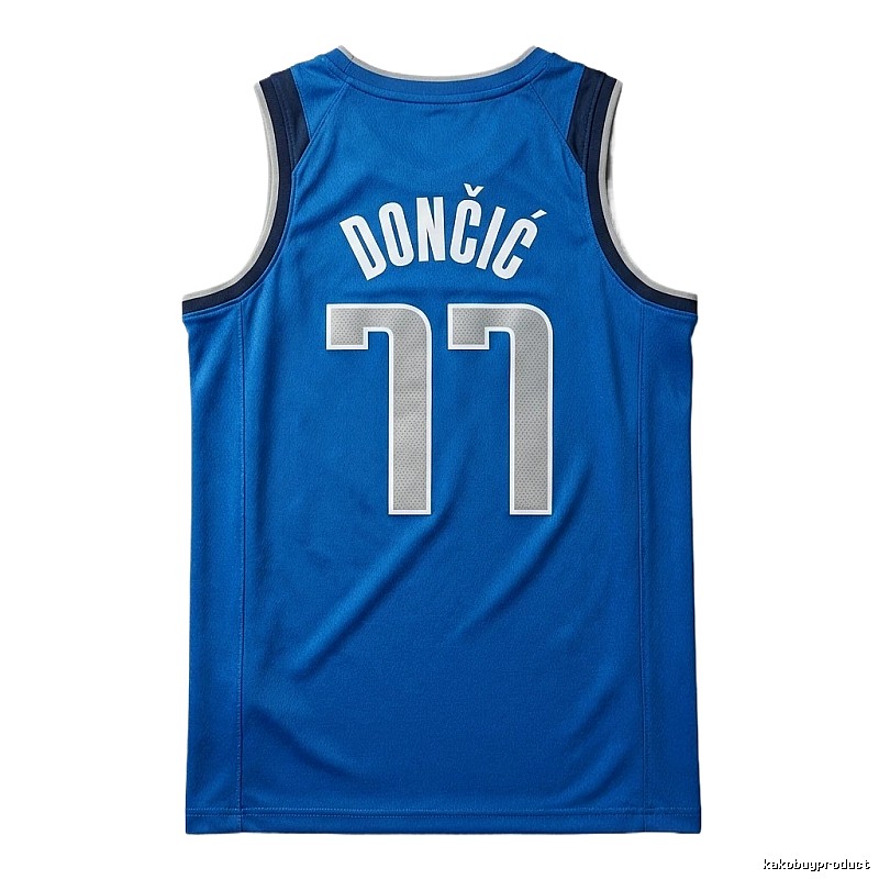 The blue basketball uniform of Luka Doncic of the Mavericks.
