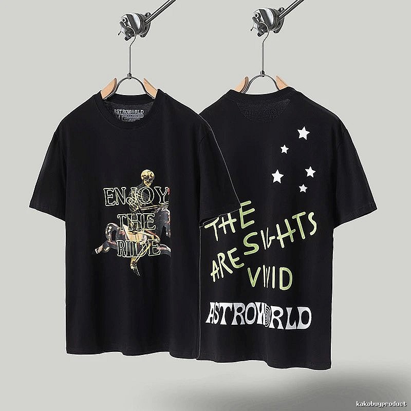 Travis Scott Astroworld Hip-hop Style Black T-shirt