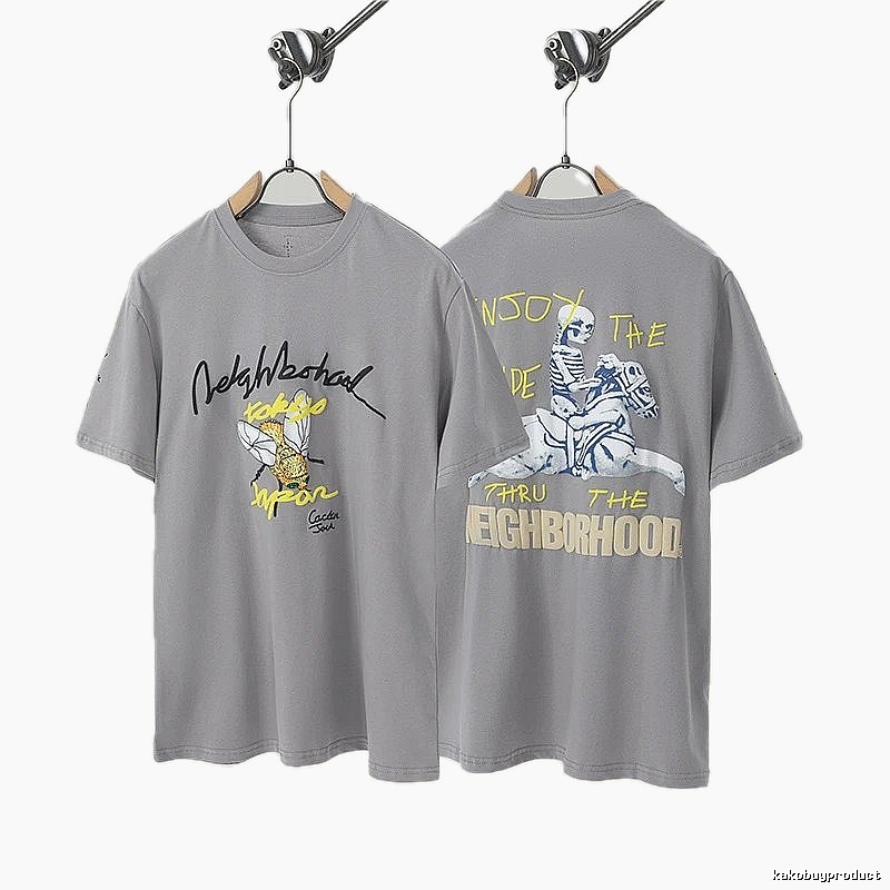 Travis Scott Co-branded Street Style Gray Short-sleeve T-shirt
