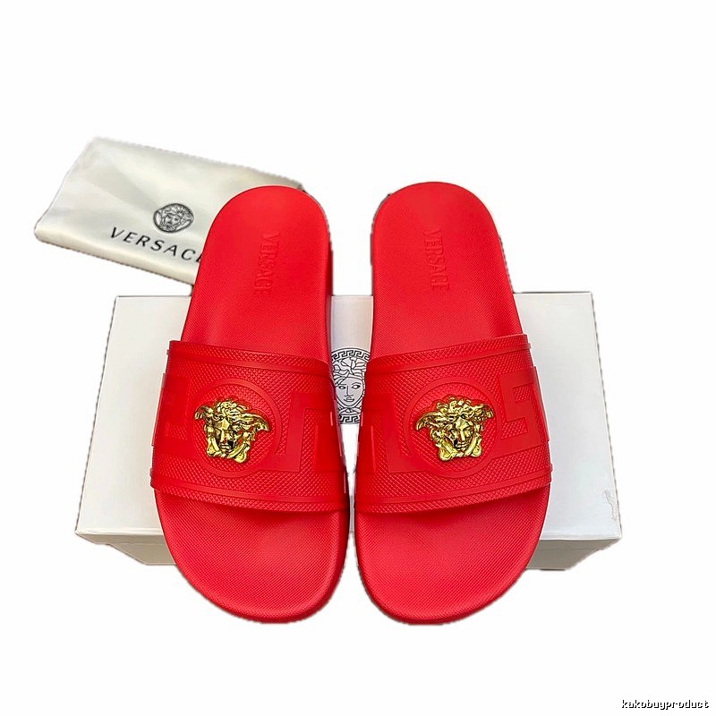 Versace Medusa Luxury-style Red Slide Sandals
